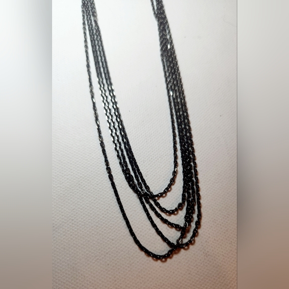 Unbranded gunmetal tone multi-tiered chain necklace - Picture 2 of 3